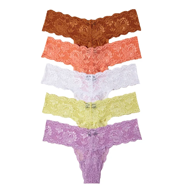 Cosabella Never Say Never 5 PACK Cutie Low Rise Thongs (NSNPK5321) - Dark Copper/Coral/Icy Violet/Mignonette/White