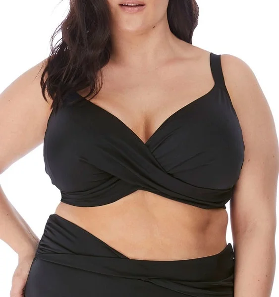 Elomi Swimwear Magnetic Twist Front Black Bikini Top 7193