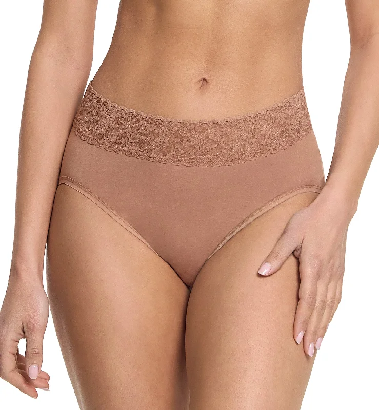 Hanky Panky Cotton French Brief with Lace (892461) - Spiced Latte