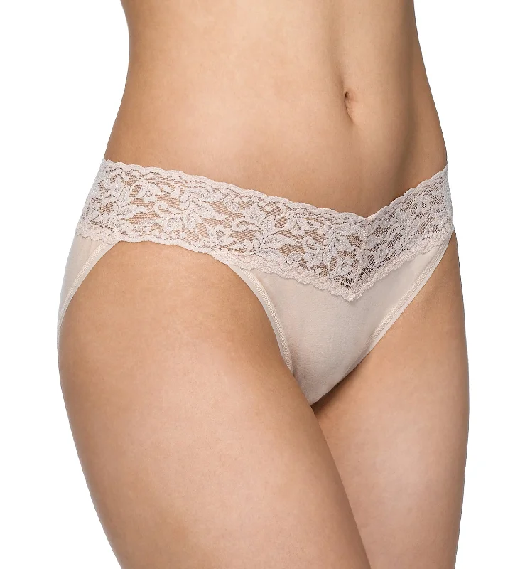 Hanky Panky Organic Cotton V-kini with Lace (892201) - Chai