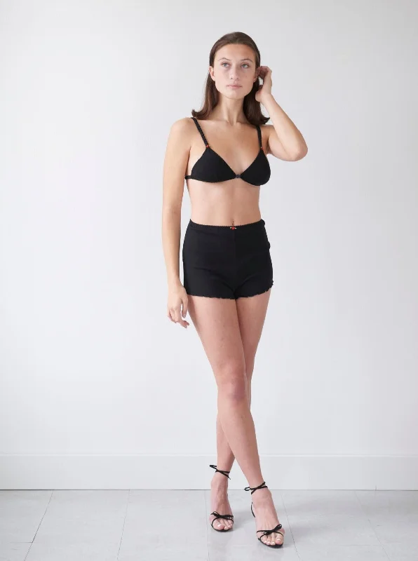 Hello Beautiful: Lynn Shorty Cotton Shorts - Black