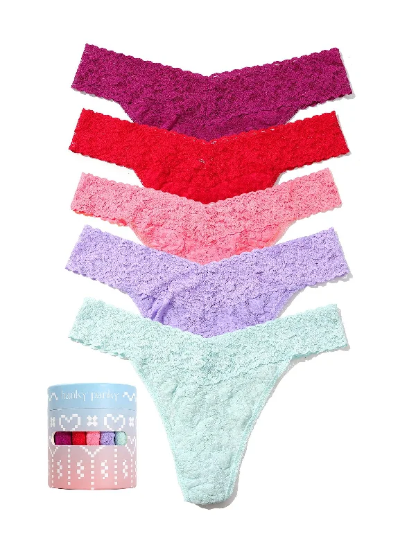 Holiday 5 Pack Signature Lace Original Rise Thong