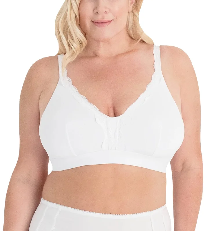 Leading Lady Wirefree Lace Trim Comfort Softcup Bra (5072) - White