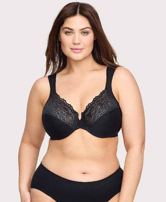 Low Cut WonderWire Lace Bra Black