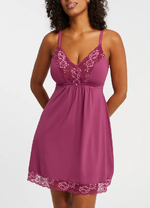 Montelle Cranberry Rose Full Bust Support Chemise Sleepwear 9394F