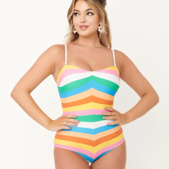 UNIQUE VINTAGE RAINBOW SWIMSUIT