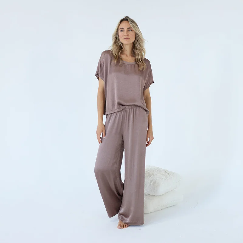 PJ Harlow Loungewear Daydream Mo Palazzo Satin Pant