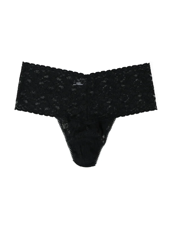 Plus Size Retro Lace Thong Black