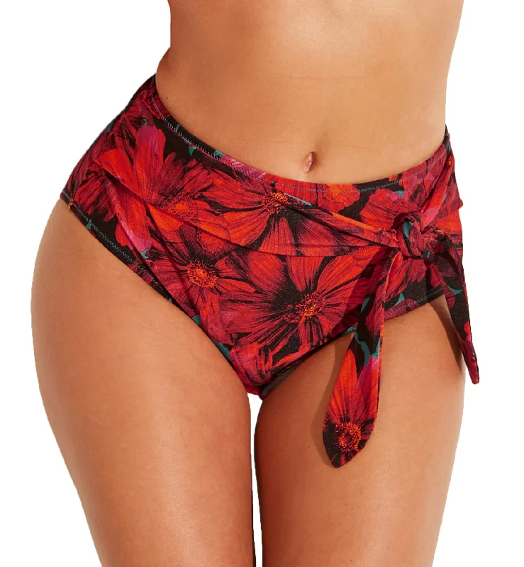 Pour Moi Orchid Luxe High Waist Control Swim Brief (12905) - Red/Teal