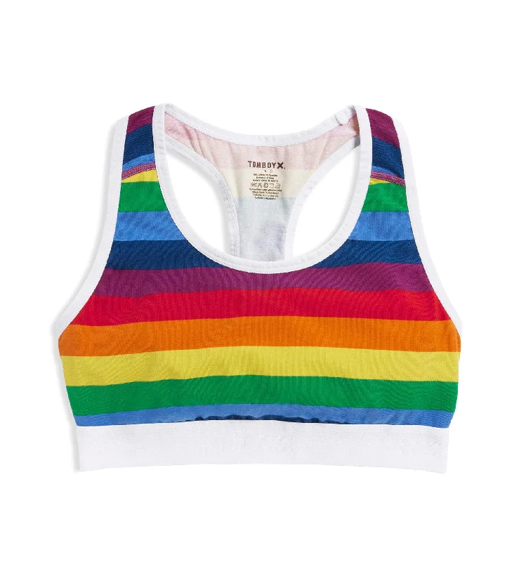 Racerback Soft Bra - Rainbow Pride Stripes