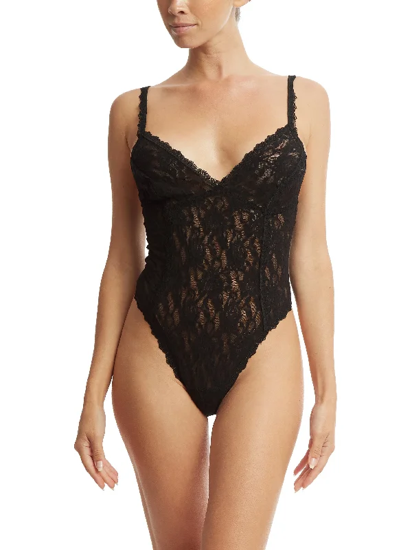 Signature Lace Seamed Bodysuit Black