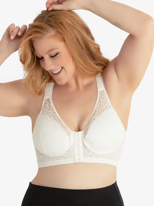 The Nora - Shimmer Support Back Lace Front-Closure Bra