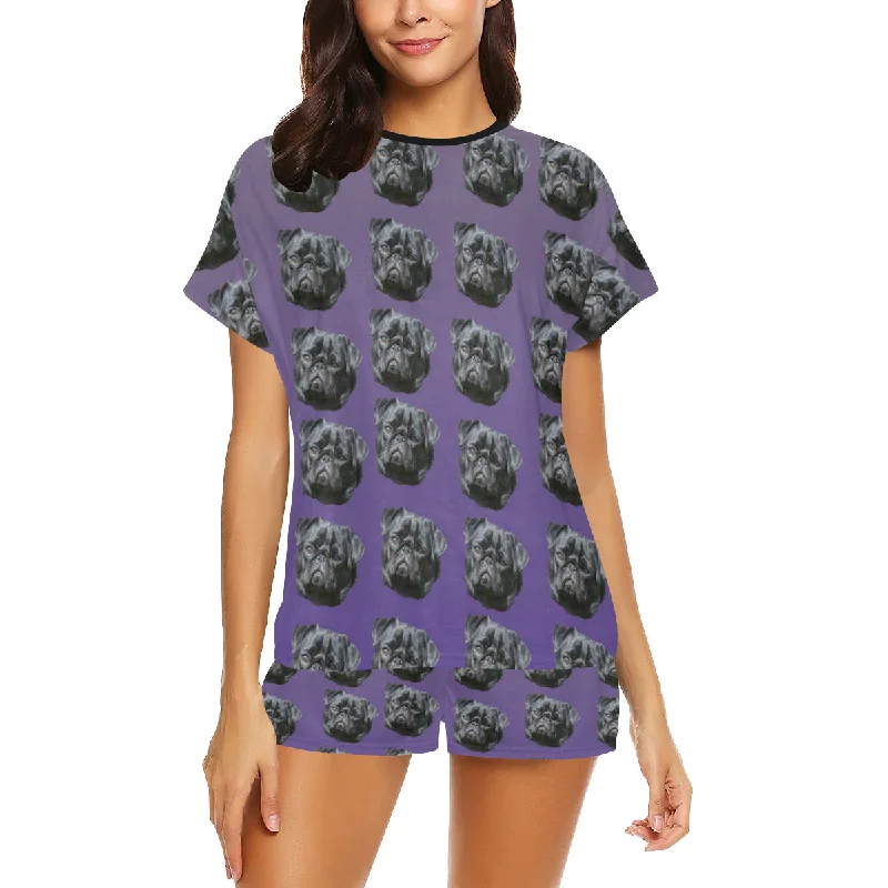 2 Piece Pug PJ Set - Black Pug