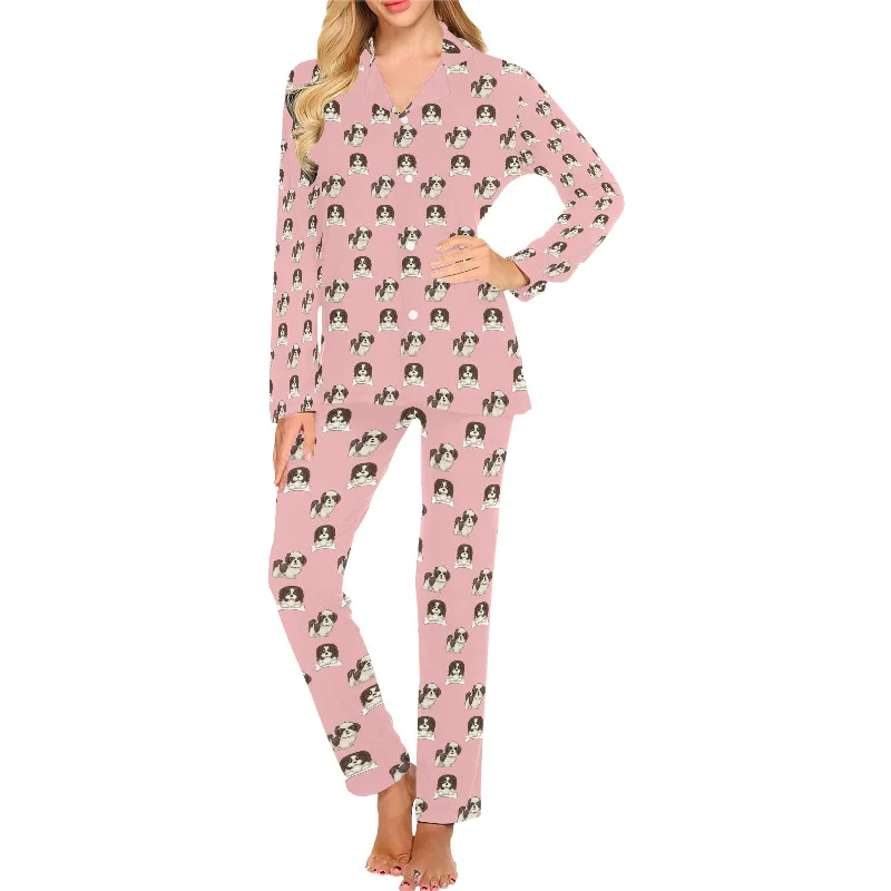 2 Piece Shih Tzu Long PJ Set - Pink