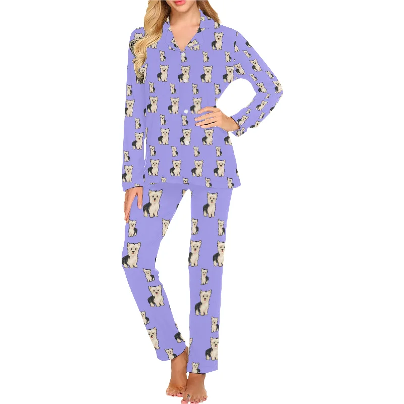 2 Piece Yorkie Long PJ Set - Purple