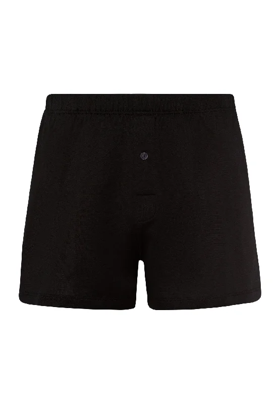 Cotton Sporty Cotton Knit Boxer With Button Fly | Black 73505-199