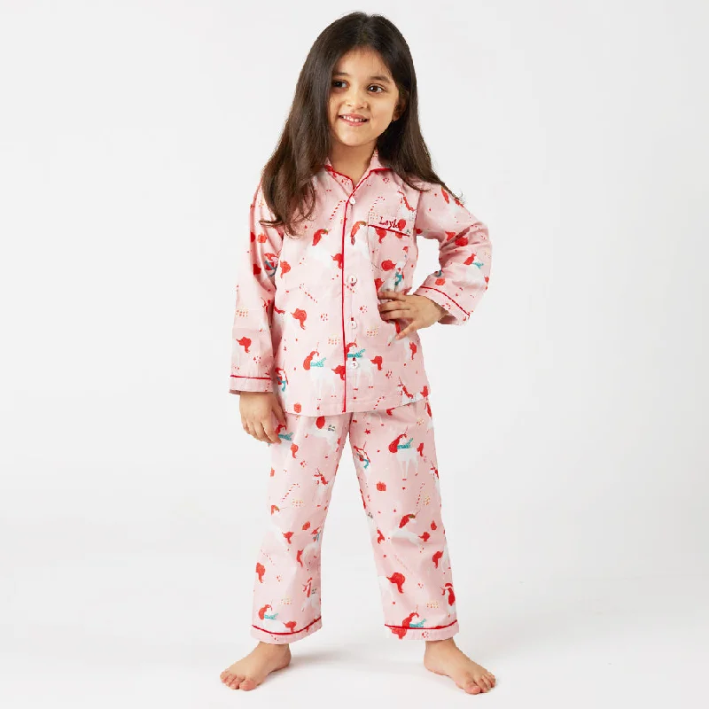 Christmas Unicorn Pajama Set For Kids