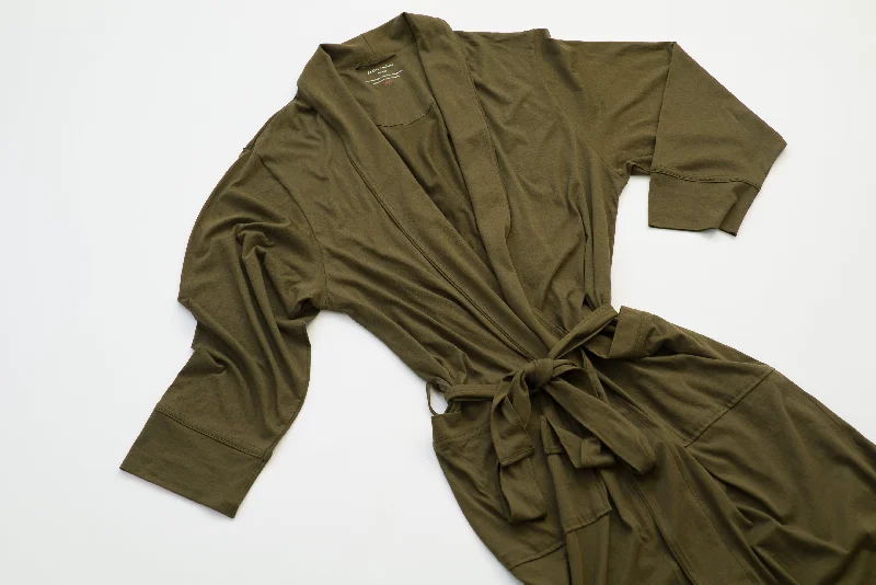 100% Peruvian Pima Cotton Olive Robe