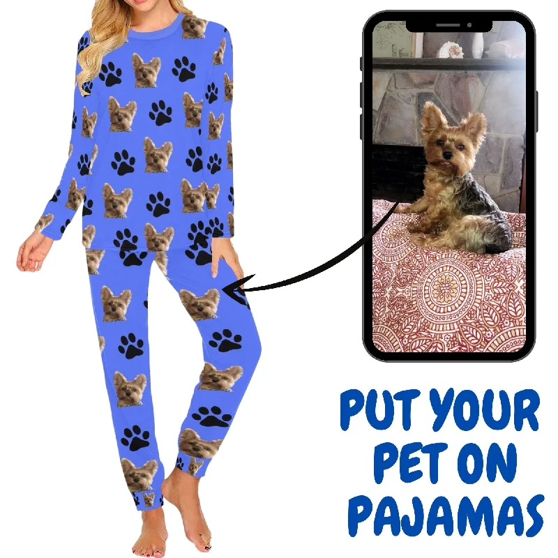 2 Piece Personalized Photo & Paws Long Tee Pajama Set