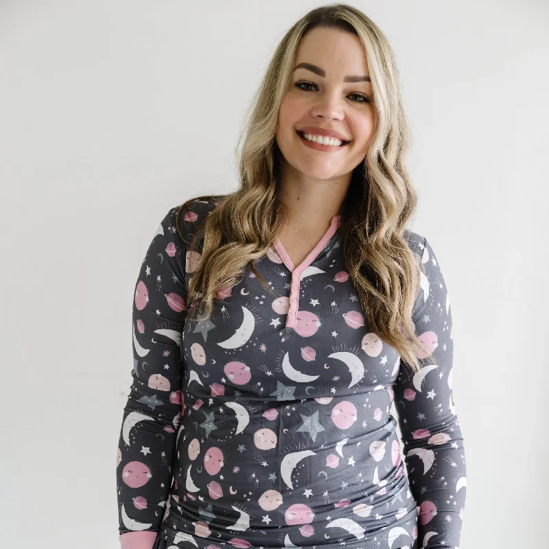 Pink To the Moon & Back Women's Bamboo Viscose Pajama Top