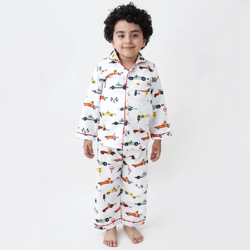 Racing Cars Organic Pajama Set For Kids