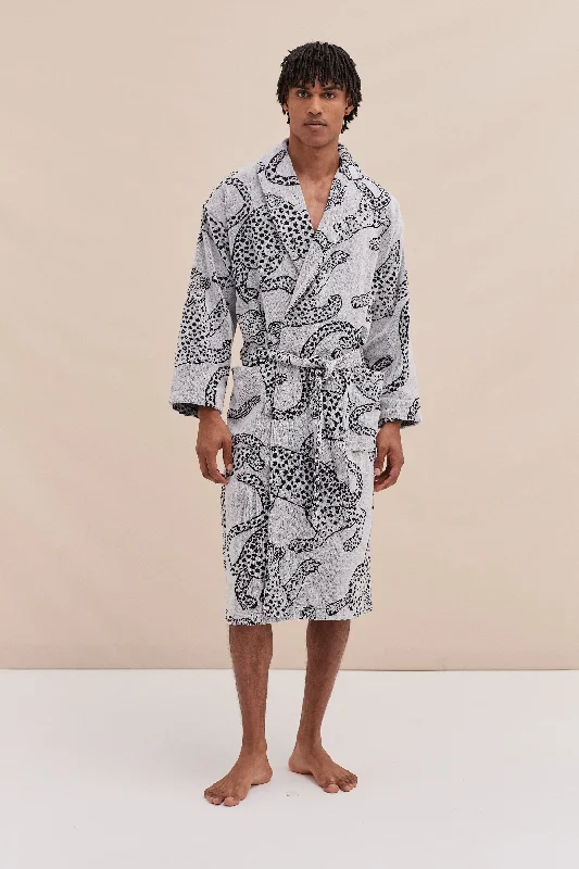 Unisex Towel Robe Jag Print Cream