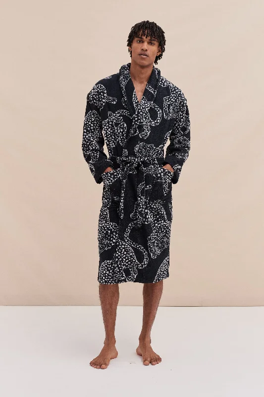 Unisex Towel Robe Jag Print Black