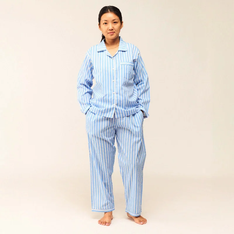 Women Azure Striped Pajama Set