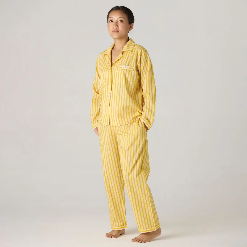 Women Lemon Striped Pajama Set